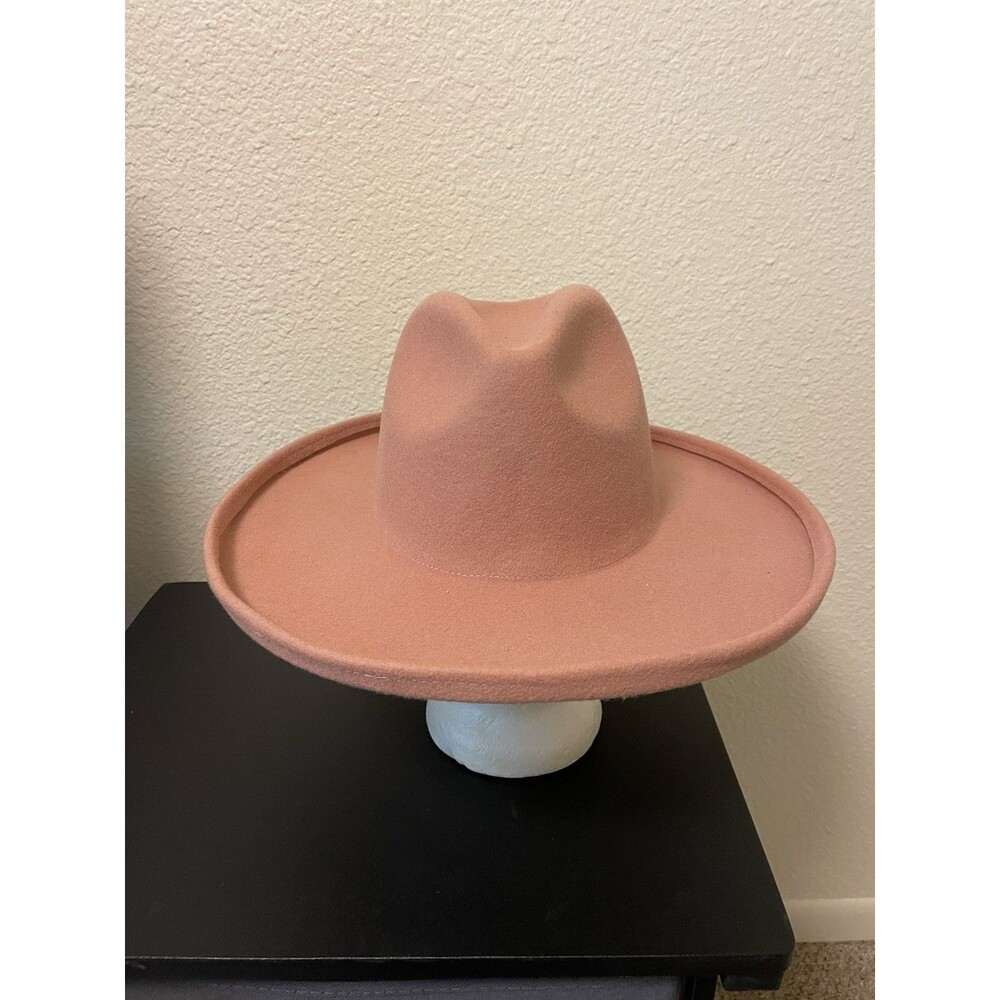 Gigi Pip Cara Loren Pencil Wide Brim Hat Tan 100% Australian Wool Size 57 - Picture 3 of 8